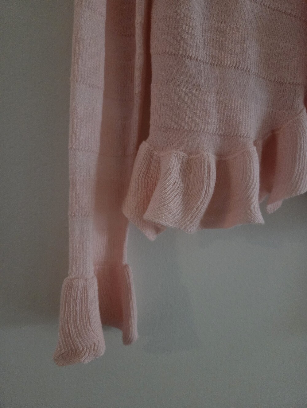 Soft Pink Ruffle Knit Cardigan - Picture 10 of 11